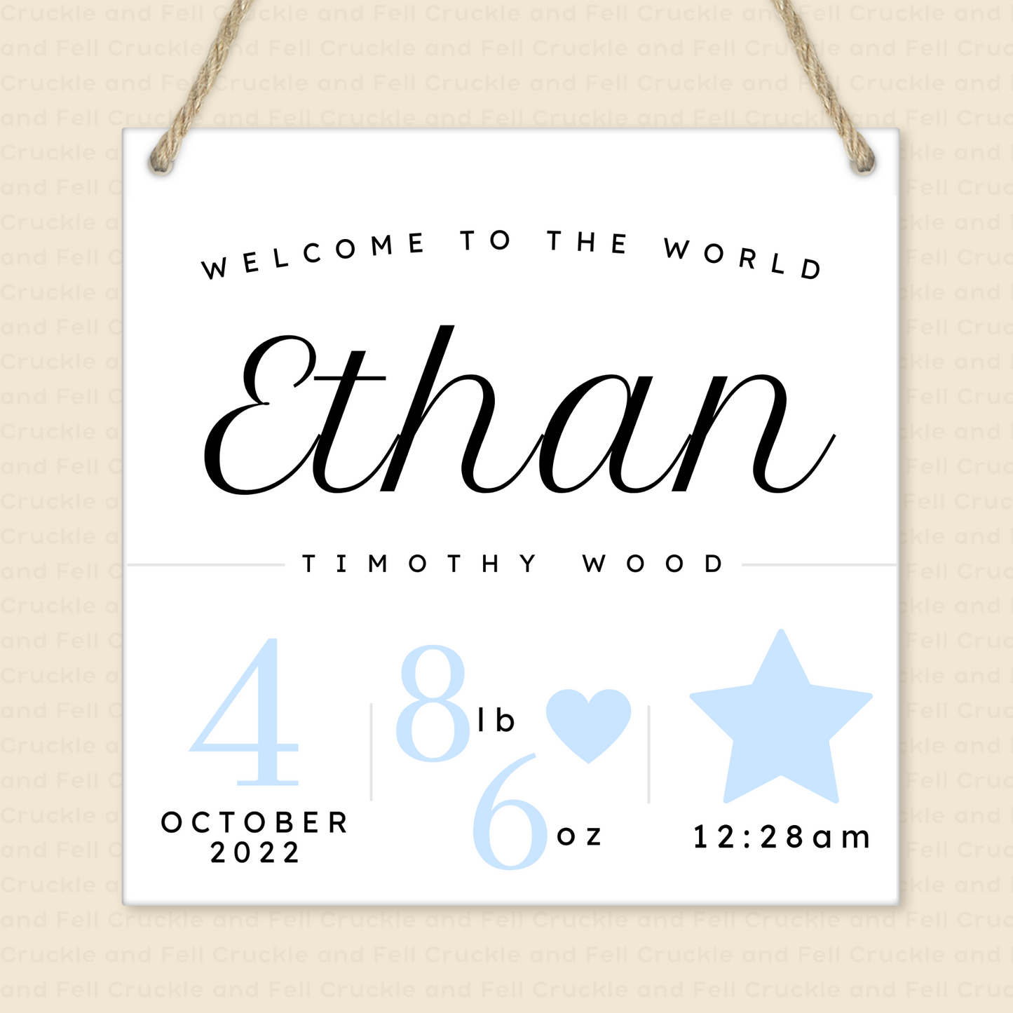 Personalised Welcome to the World Sign