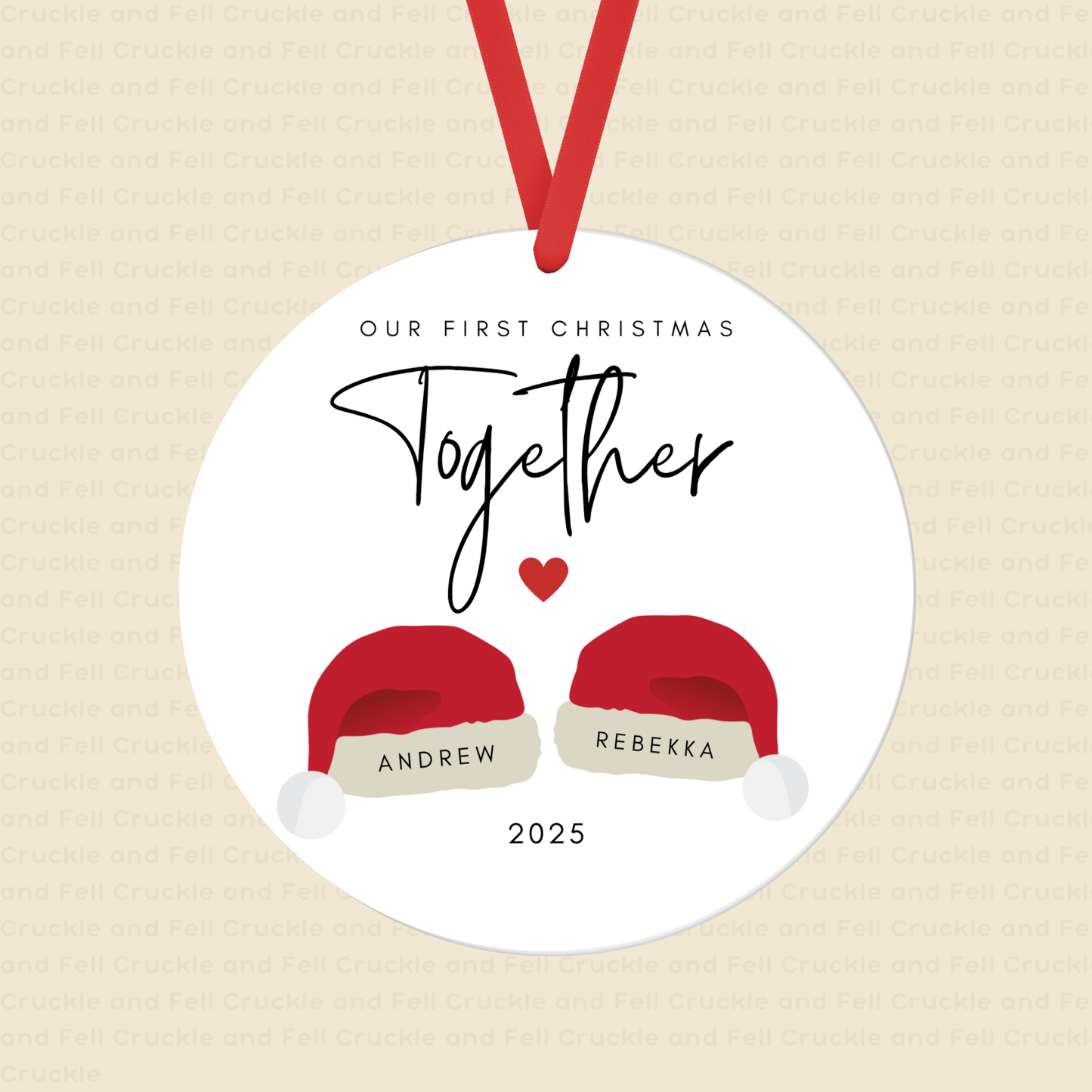 Personalised "Our First Christmas Together" Santa Hat Tree Decoration