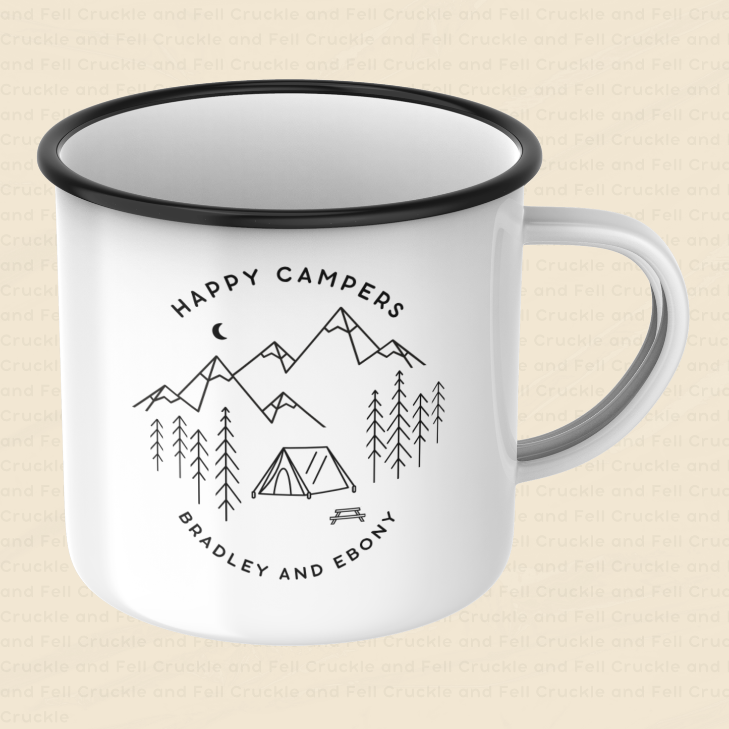 Personalised Happy Campers Enamel Mug